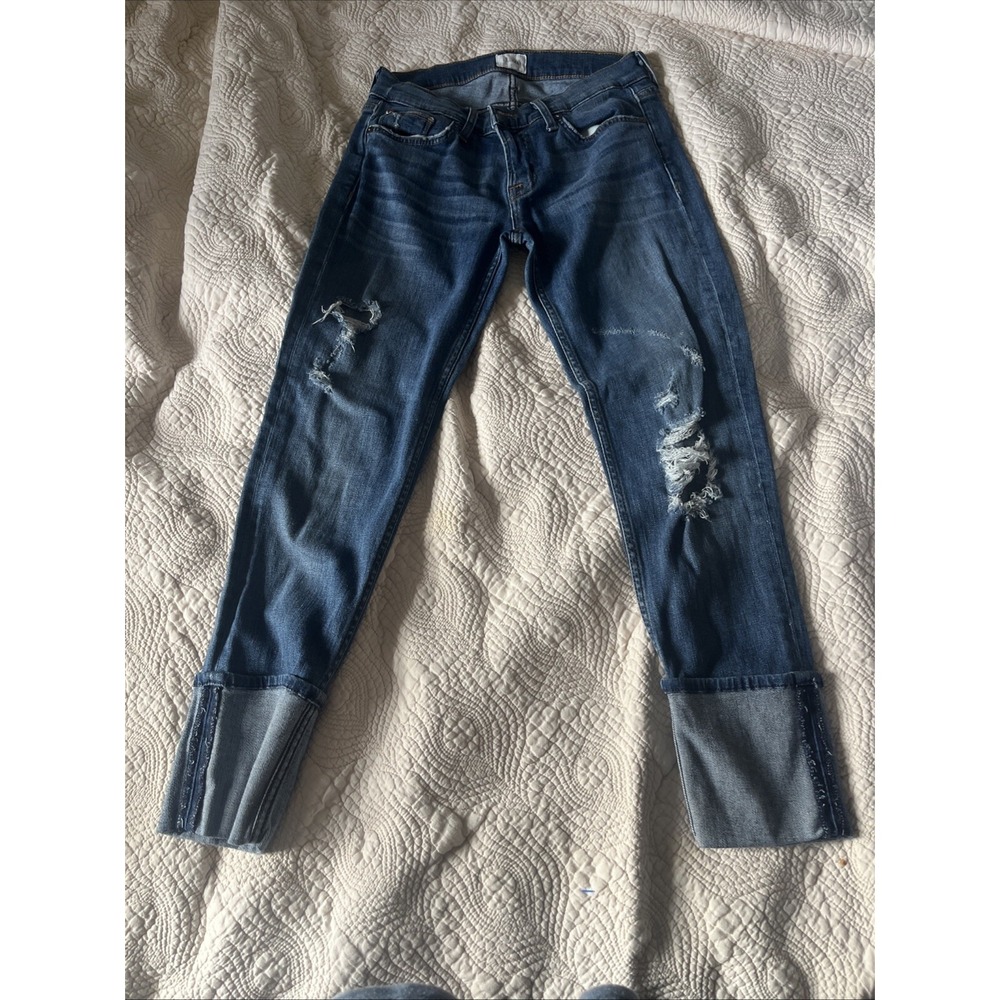 Hudson Jeans‎ Muse Size 26 Distressed Skinny 5" Cuff Women's Medium Wash